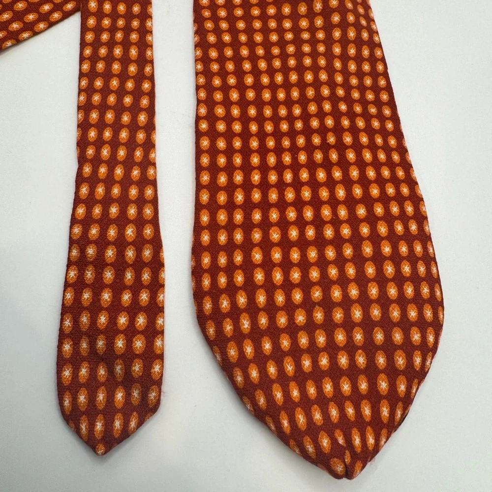 Guess OS Necktie Mens Orange Geometric Starburst Silk American Classics Tie